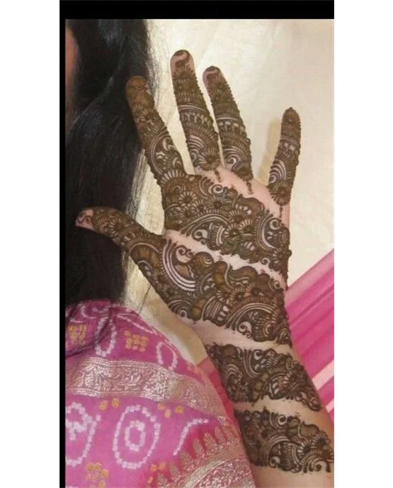 Lattice And Mix Fancy Simple Full Hand Mehndi Design Harmony